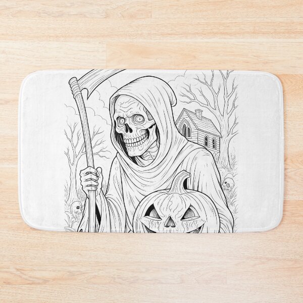 Item preview, Grim Reaper Holding Pumpkin Dark Halloween designed and sold by Shoot-The-Moon.