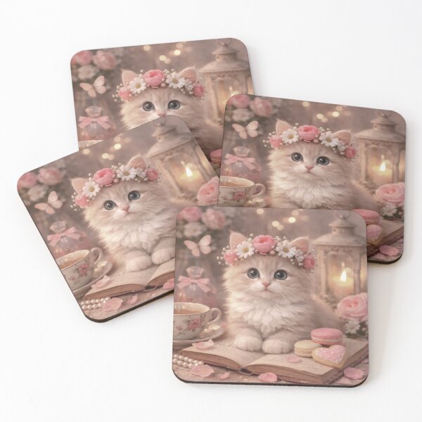 Item preview, Flower Crown Kitten.Cute Cottagecore Cat. designed and sold by Lylysun.