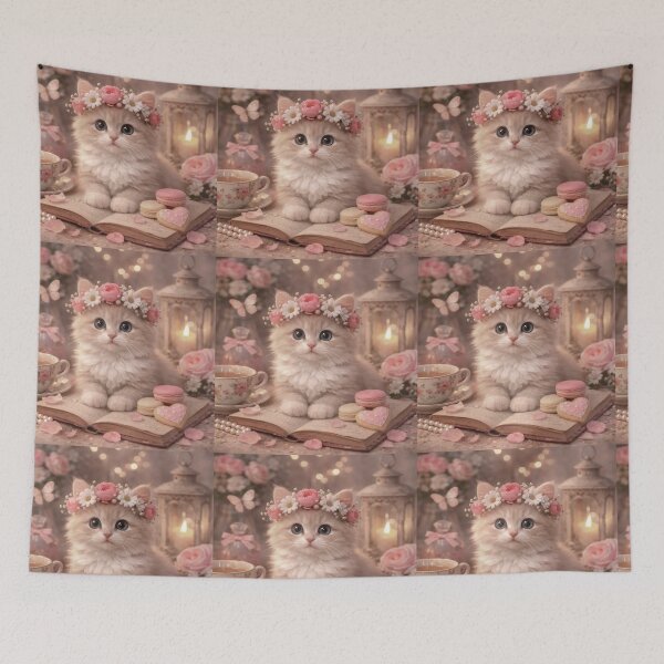 Item preview, Flower Crown Kitten.Cute Cottagecore Cat. designed and sold by Lylysun.