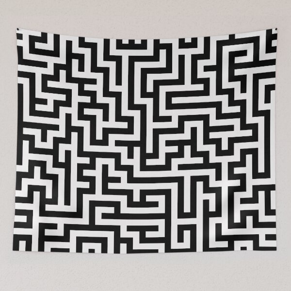 Item preview, 60's Retro Op Art Maze Pattern in Black and White designed and sold by MellowCat.