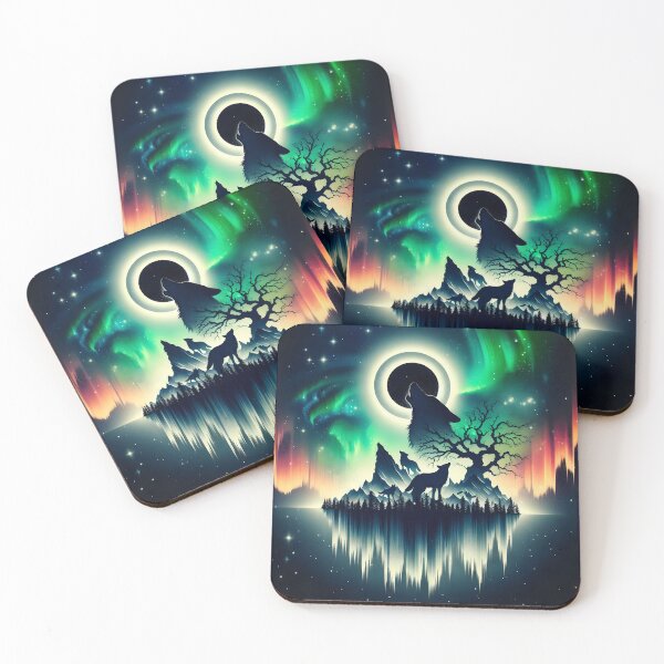 Item preview, Layered Northern Lights Wolf, Ai Generated Art   designed and sold by ACC .