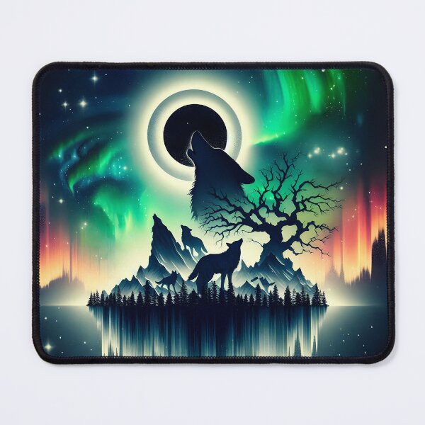 Item preview, Layered Northern Lights Wolf, Ai Generated Art   designed and sold by ACC .