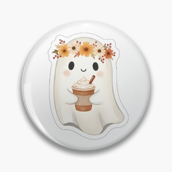 Item preview, Cottagecore Tiny Ghost Pumpkin Spice Latte designed and sold by Kvarny.