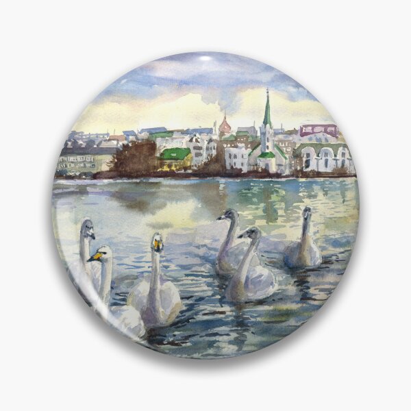 Item preview, Reykjavik view. Iceland watercolor paimting designed and sold by Colibri77.