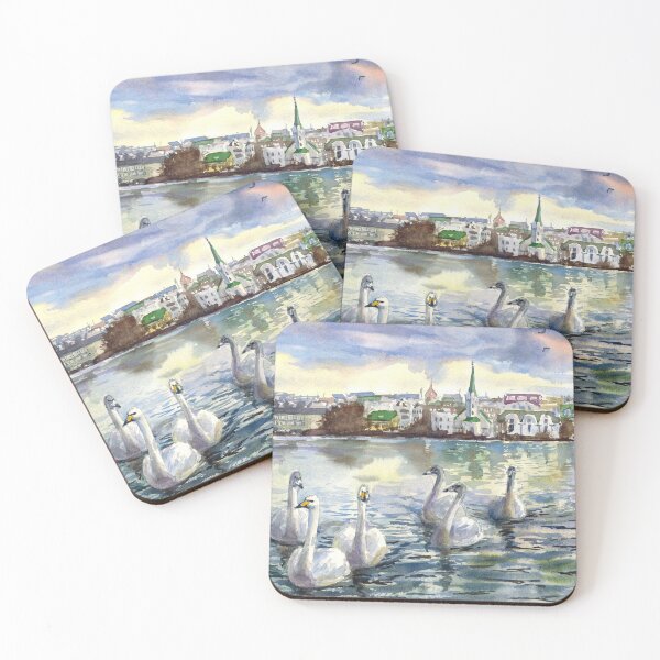 Item preview, Reykjavik view. Iceland watercolor paimting designed and sold by Colibri77.