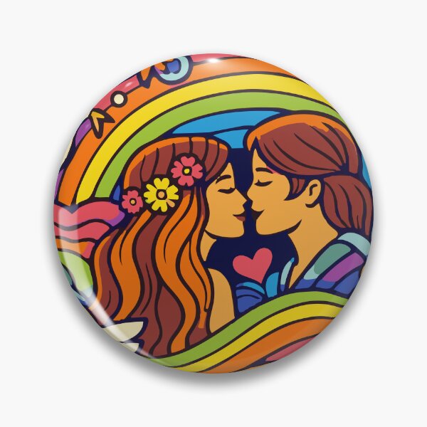 Item preview, Boho Lovers Under the Rainbow: Groovy 70s Retro Romance Art designed and sold by Far Out Goods.