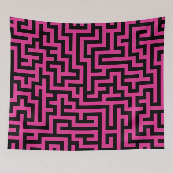Item preview, 60's Retro Op Art Maze Pattern in Hot Pink and Black designed and sold by MellowCat.