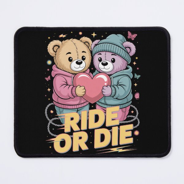 Item preview, Ride Or Die Teddy Bears Heart Rope Frame Valentine's Day designed and sold by DarylWelsh2024.