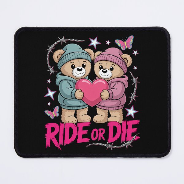 Item preview, Ride Or Die Teddy Bears Heart Barbed Wire Frame Valentine's Day designed and sold by DarylWelsh2024.