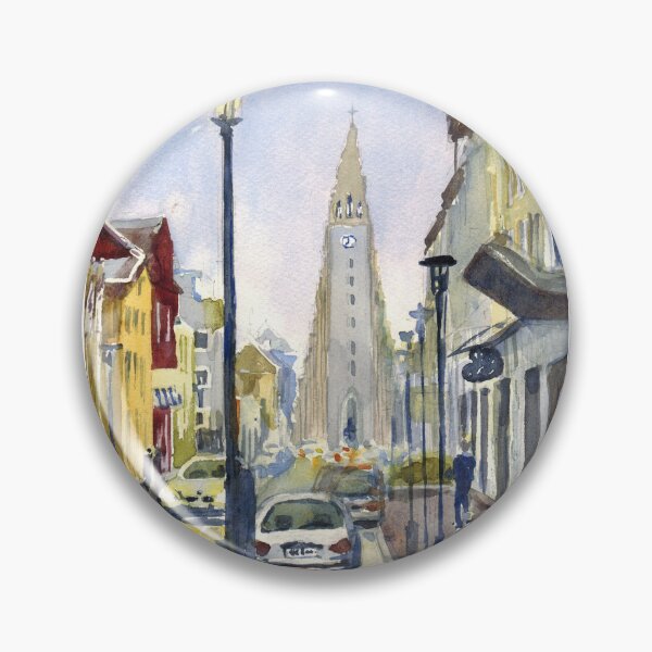 Item preview, Reykjavik view. Iceland watercolor paimting designed and sold by Colibri77.