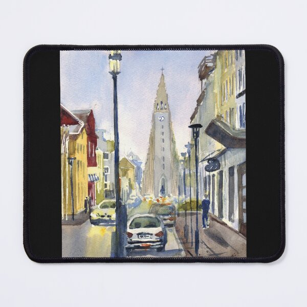 Item preview, Reykjavik view. Iceland watercolor paimting designed and sold by Colibri77.