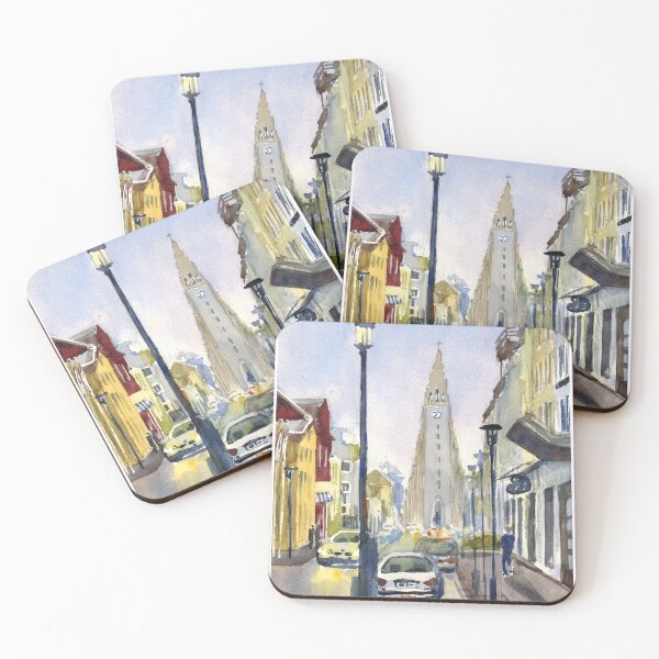 Item preview, Reykjavik view. Iceland watercolor paimting designed and sold by Colibri77.