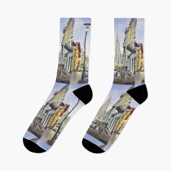 Item preview, Reykjavik view. Iceland watercolor paimting designed and sold by Colibri77.