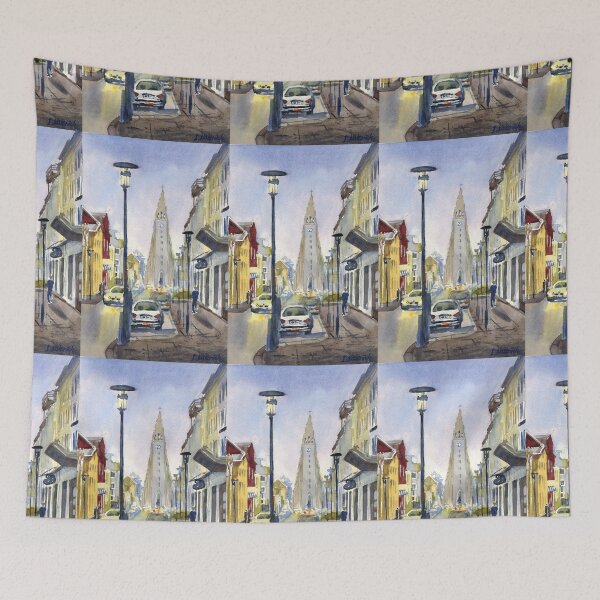 Item preview, Reykjavik view. Iceland watercolor paimting designed and sold by Colibri77.