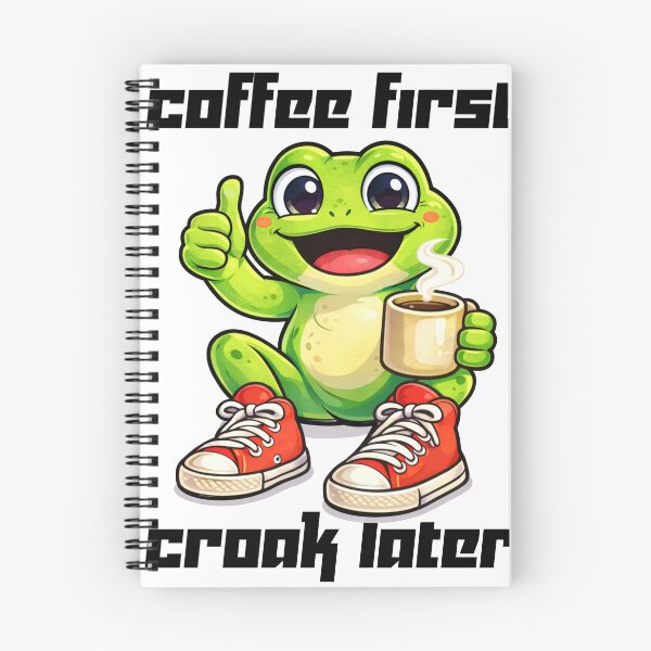 Item preview,  Coffee First, Croak Later frog illustration sticker  designed and sold by It's Bro Brand ★ ★ ★ ★ ★.