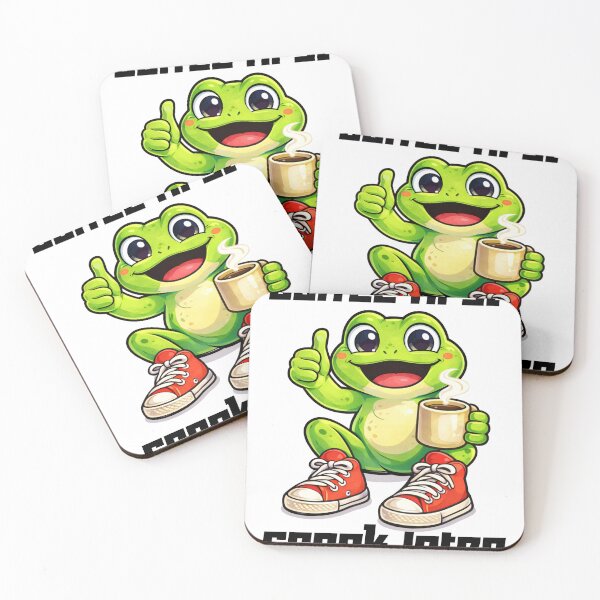 Item preview,  Coffee First, Croak Later frog illustration sticker  designed and sold by It's Bro Brand ★ ★ ★ ★ ★.