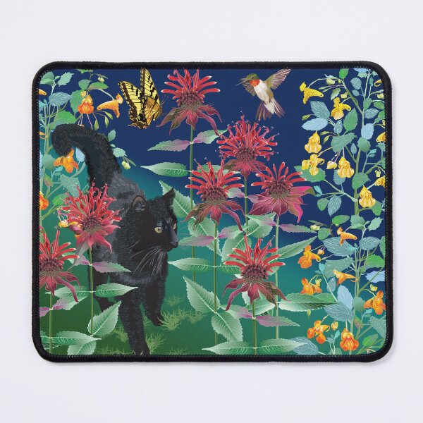 Item preview, Black Cat in the Wildflowers: Jewelweed and Bee Balm designed and sold by Jedi-Artist.