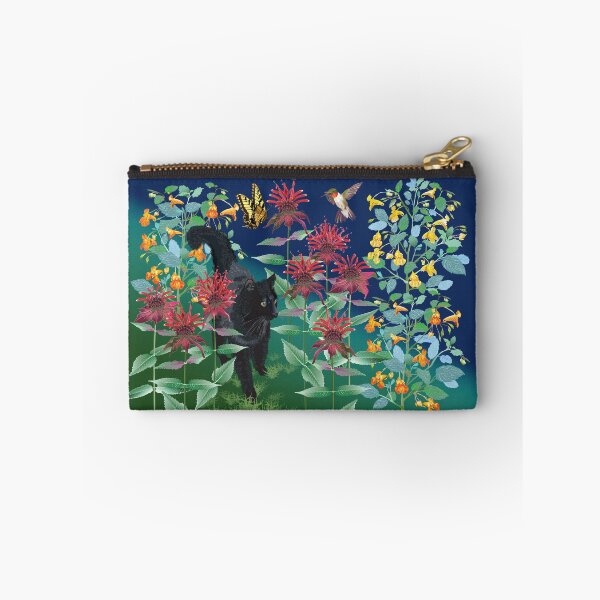 Item preview, Black Cat in the Wildflowers: Jewelweed and Bee Balm designed and sold by Jedi-Artist.