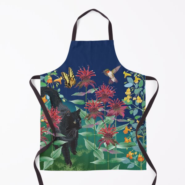 Item preview, Black Cat in the Wildflowers: Jewelweed and Bee Balm designed and sold by Jedi-Artist.