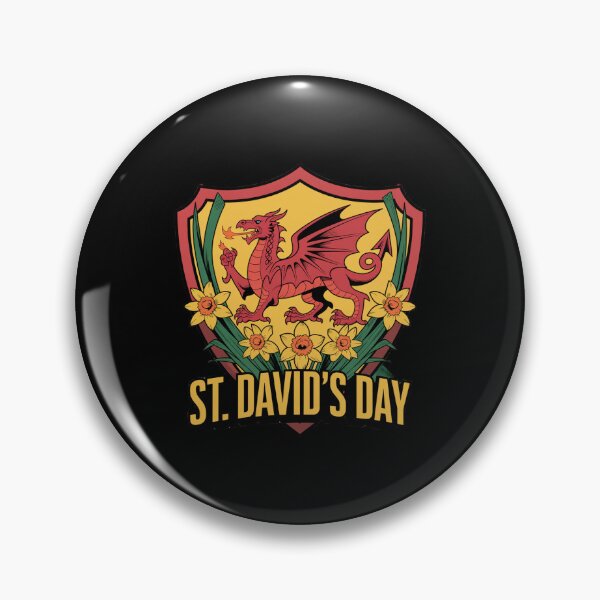 Item preview, St. David's Day Welsh Red Dragon Shield – Heraldic Daffodil Crest   designed and sold by Midnight Veil Designs.