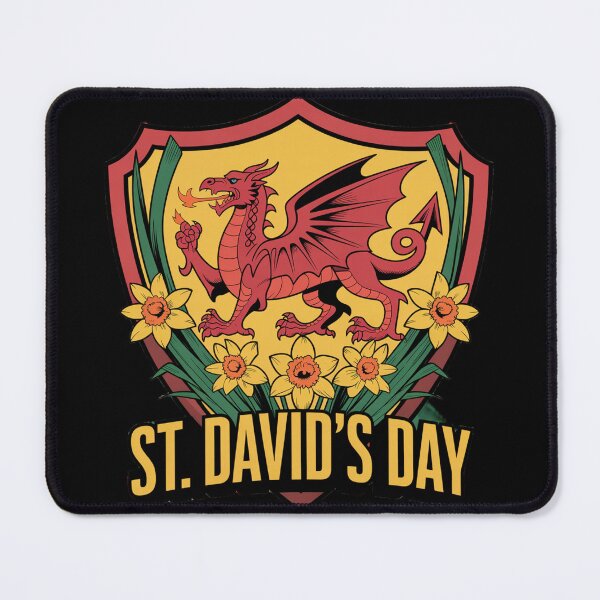 Item preview, St. David's Day Welsh Red Dragon Shield – Heraldic Daffodil Crest designed and sold by Midnight Veil Designs.