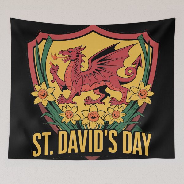 Item preview, St. David's Day Welsh Red Dragon Shield – Heraldic Daffodil Crest   designed and sold by Midnight Veil Designs.