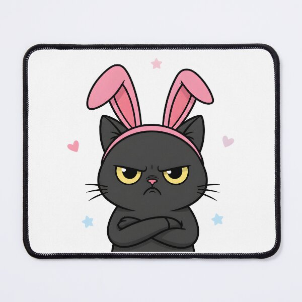 Item preview, Grumpy Black Cat Pink Bunny Ears Easter designed and sold by Kvarny.