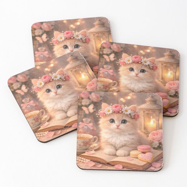 Item preview, Vintage Floral Kitten -Romantic Pastel Wall Art. designed and sold by Lylysun.