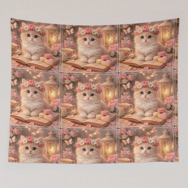 Item preview, Vintage Floral Kitten -Romantic Pastel Wall Art. designed and sold by Lylysun.