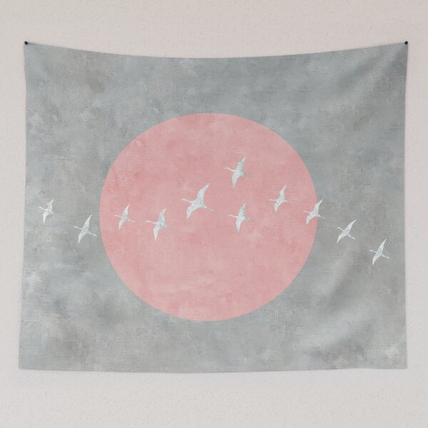 Item preview, Gray Pink Boho Bird Bedding – Minimalist Nature Duvet Cover designed and sold by artstudionadja.