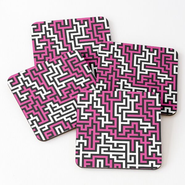 Item preview, 60's Retro Op Art Maze Pattern in Black, White and Hot Pink designed and sold by MellowCat.