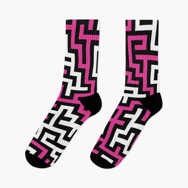 Item preview, 60's Retro Op Art Maze Pattern in Black, White and Hot Pink designed and sold by MellowCat.