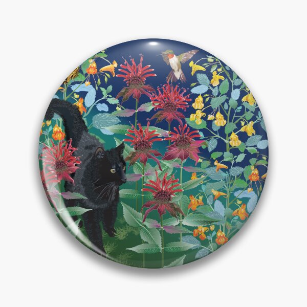 Item preview, Black Cat in the Wildflowers: Jewelweed and Bee Balm designed and sold by Jedi-Artist.