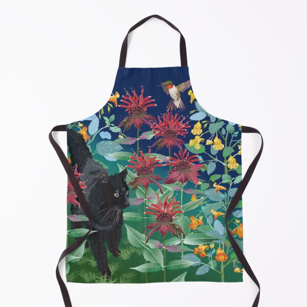 Item preview, Black Cat in the Wildflowers: Jewelweed and Bee Balm designed and sold by Jedi-Artist.