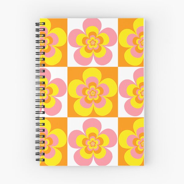 Item preview, 60s 70s Retro Psychedelic Mod Flowers in Orange, Pink and Yellow designed and sold by MellowCat.