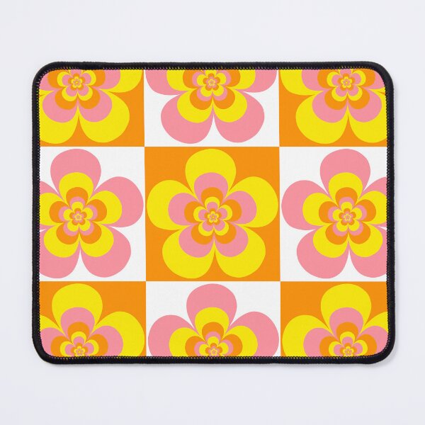 Item preview, 60s 70s Retro Psychedelic Mod Flowers in Orange, Pink and Yellow designed and sold by MellowCat.