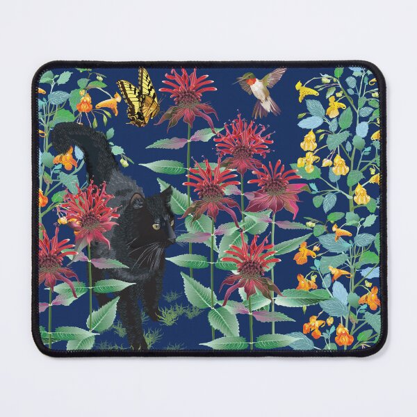 Item preview, Black Cat in the Wildflowers: Jewelweed and Bee Balm designed and sold by Jedi-Artist.