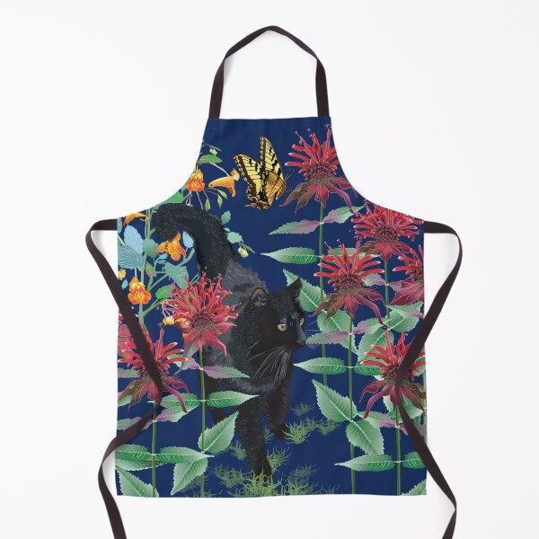 Item preview, Black Cat in the Wildflowers: Jewelweed and Bee Balm designed and sold by Jedi-Artist.