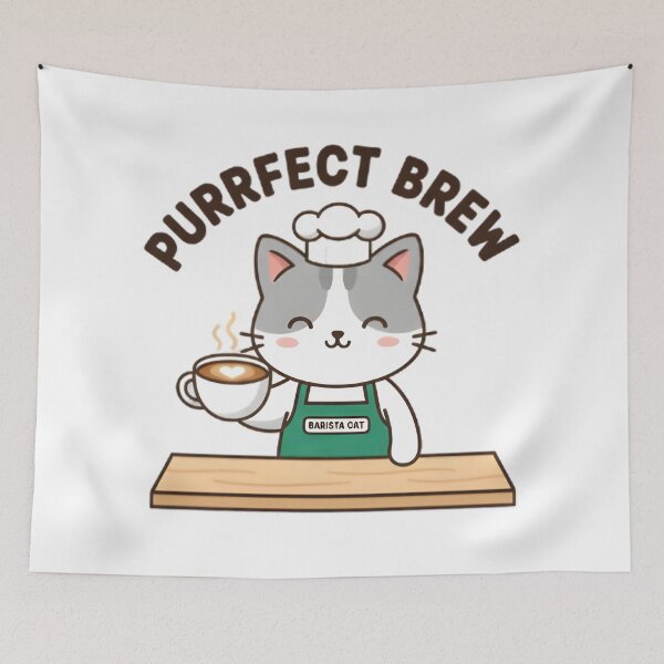 Item preview, cat making coffe designed and sold by Gold Phoenix Adro.