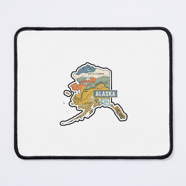 Item preview, Alaska Illustrated Map – Retro State Regions & Landmarks designed and sold by Paper Drip.