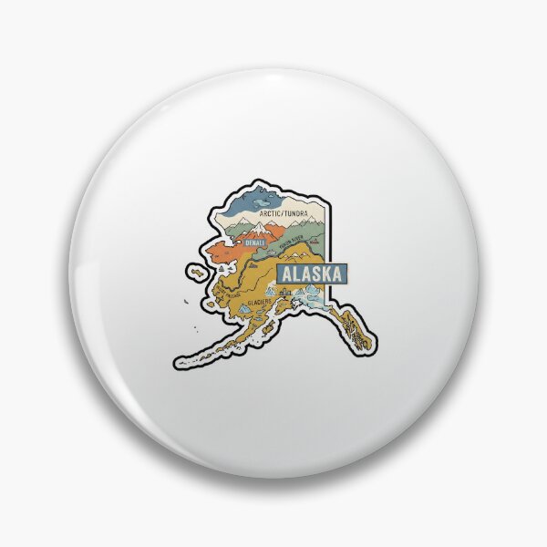 Item preview,  Alaska Illustrated Map – Retro State Regions & Landmarks designed and sold by Paper Drip.