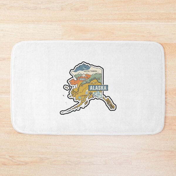 Item preview,  Alaska Illustrated Map – Retro State Regions & Landmarks designed and sold by Paper Drip.