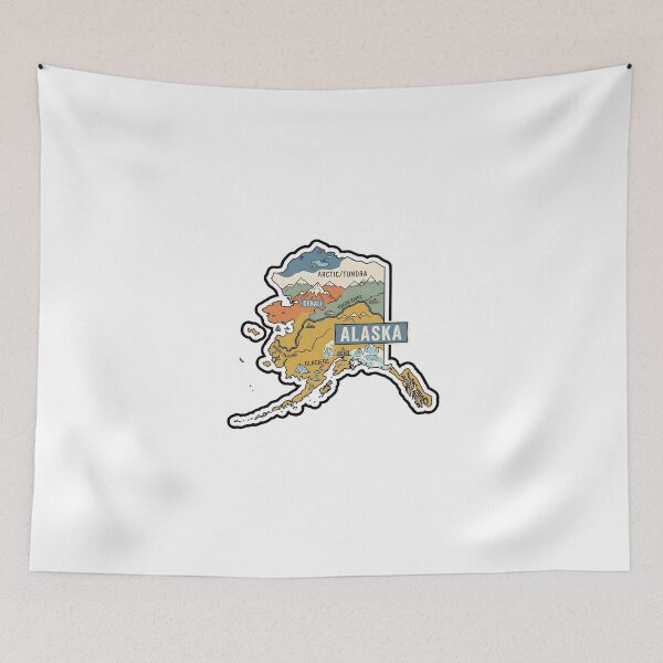 Item preview,  Alaska Illustrated Map – Retro State Regions & Landmarks designed and sold by Paper Drip.