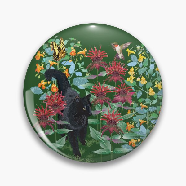 Item preview, Black Cat in the Wildflowers: Jewelweed and Bee Balm designed and sold by Jedi-Artist.