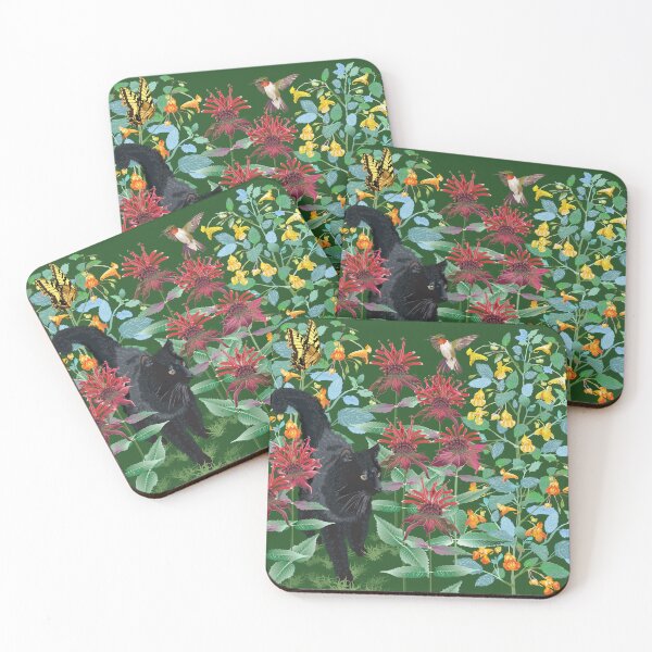 Item preview, Black Cat in the Wildflowers: Jewelweed and Bee Balm designed and sold by Jedi-Artist.