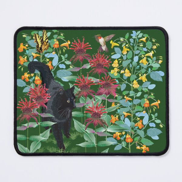 Item preview, Black Cat in the Wildflowers: Jewelweed and Bee Balm designed and sold by Jedi-Artist.