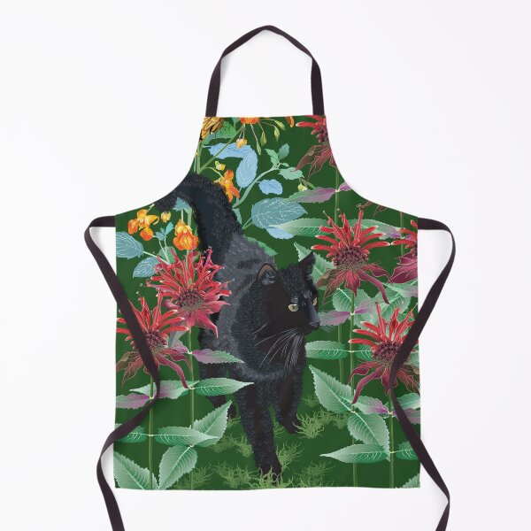 Item preview, Black Cat in the Wildflowers: Jewelweed and Bee Balm designed and sold by Jedi-Artist.
