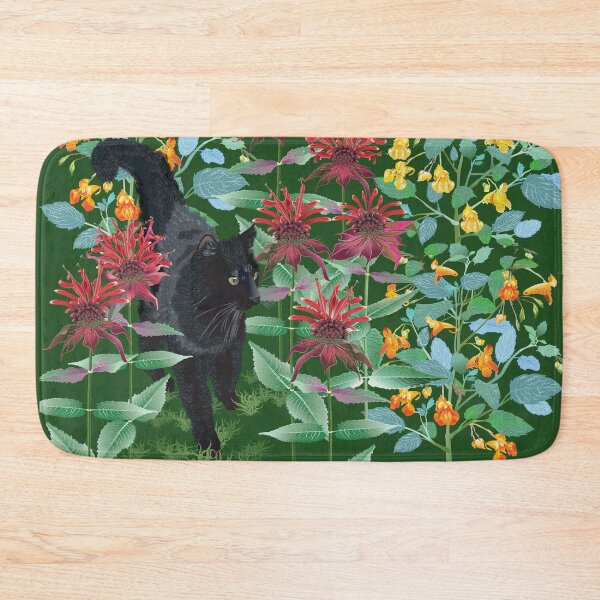 Item preview, Black Cat in the Wildflowers: Jewelweed and Bee Balm designed and sold by Jedi-Artist.