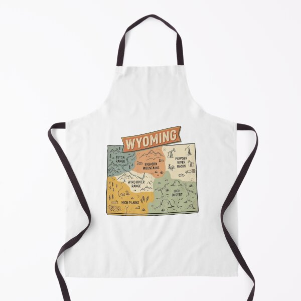 Item preview, Wyoming Illustrated Map – Retro State Regions & Landmarks designed and sold by Paper Drip.