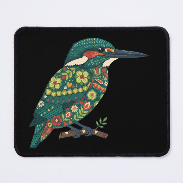 Item preview, Floral Green Kingfisher – Scandinavian Folk Art by heidiannemorris © designed and sold by FOLK ART FUSION by heidiannemorris.